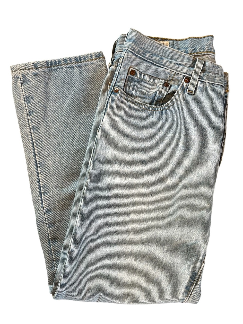 Levi 501 Light Wash Straight Cropped Jeans - Picture 7 of 10